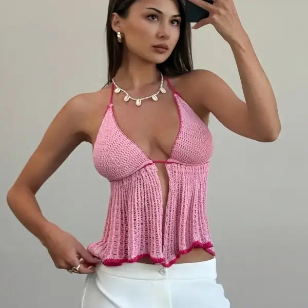 Crochet Halter Top with Tassel Detail
