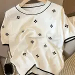 Women's Elegant Casual Top - Contrast Color Round Neck