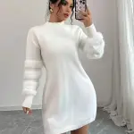 Women's Elegant White Sweater dress