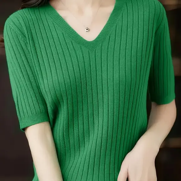 Women's V-Neck Short Sleeve Top - Breathable Stretchy Pullover