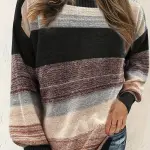 Women's Elegant Color-Block Striped Pullover Sweater