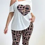 Women's Casual Loose Fit Heart Print Two-Piece