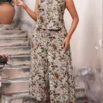 Floral Print Sleeveless Maxi Dress Set