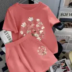 2pcs Summer Plus Size Casual Round Neck Short Sleeve