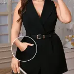 Women's Elegant V-Neck Sleeveless Wide-Leg Jumpsuit with Pockets