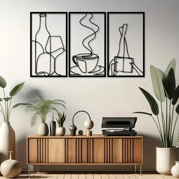 Set Of 3 Minimalist Bookish Metal Wall Art