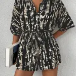 Shirt Collar Button-Front Jumpsuit with Adjustable Waist Tie Belt