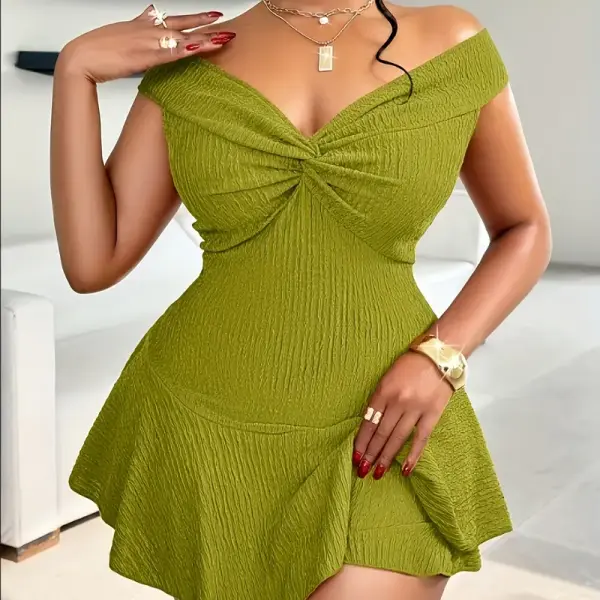 Off-Shoulder Green Jumpsuit