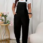 Solid Buckle Overall Jumpsuit