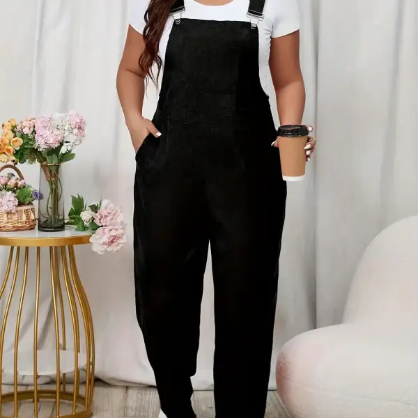 Solid Buckle Overall Jumpsuit
