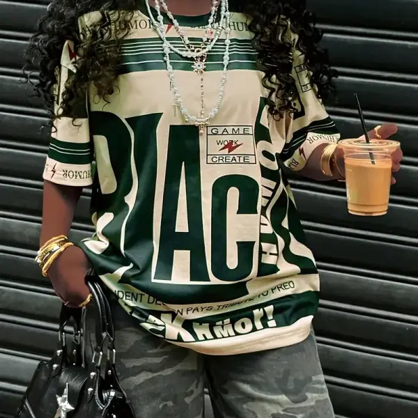 Letter Print Tee round neck