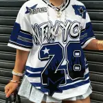 NEW YORK 28 Graphic Print with Flames & Stars