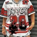 NEW YORK 28 Graphic Print with Flames & Stars