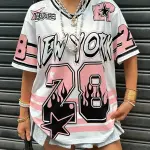 NEW YORK 28 Graphic Print with Flames & Stars