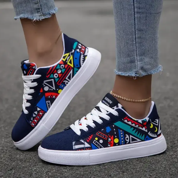 1 Pair Unisex Geometric Pattern Casual Sneakers