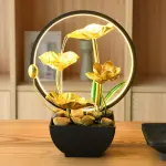 USB-Powered Mini Desktop Fountain with Golden for Lotus