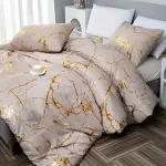 3pcs Classic Hot Stamping Texture Quilt Cover Set