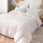 2pcs/3pcs Duvet Cover Set with Boho Grid Tufted Design