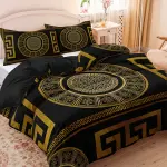 3pcs Black Vintage Compass Quilt Set
