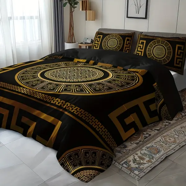 3pcs Black Vintage Compass Quilt Set