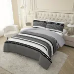 3pcs Mika Grey Stripe Bedding Set