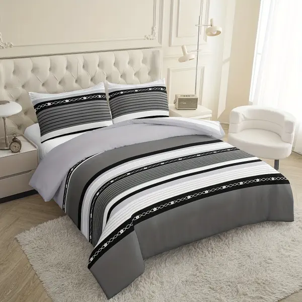 3pcs Mika Grey Stripe Bedding Set