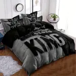 3pcs Gray And Black King Pattern Duvet Cover Set