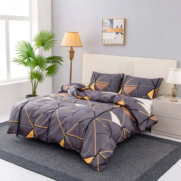 3pcs Geometric Print Polyester Comforter Set