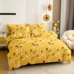 3pcs Spring/Summer Yellow Branch Duvet Cover Set with 2 Pillowcases