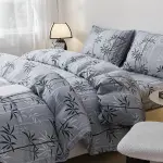 Plant Print Duvet Cover Set with One Comforter + Two Pillowcases