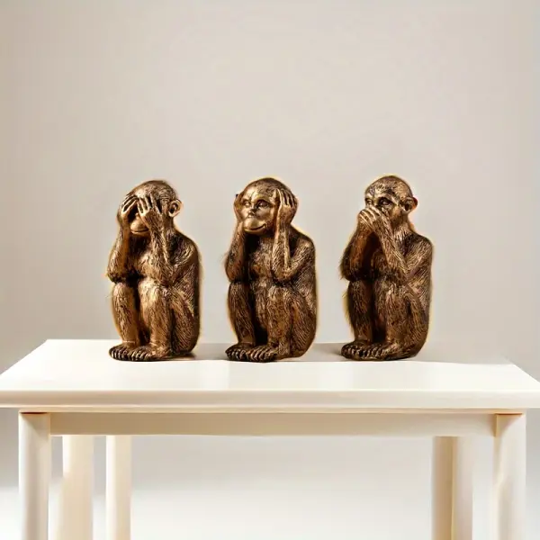 3pcs set of handmade monkey statues