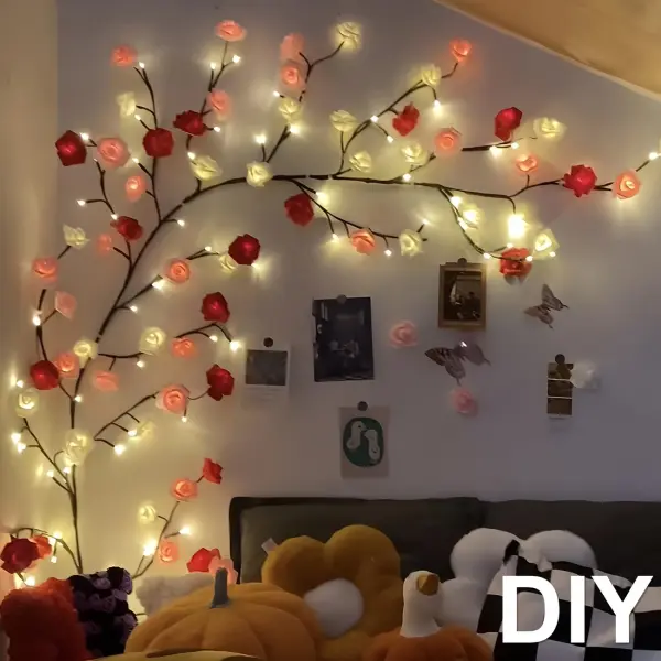 1pc rose cane branch light, romantic DIY gift, warm rose ornament