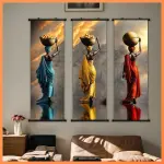 3pcs Art Deco Classic Modern Portrait Frameless Canvas Wall