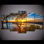 5-Panel Sunrise Landscape Canvas Wall Art