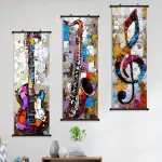 3pcs Vibrant Music Hanging Scroll Painting Set