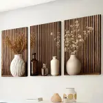 2D Flat 3 2D Flat Prints Modern Wooden Style Simple Potted