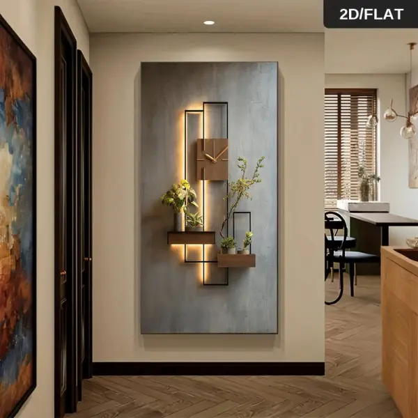 1pc 69.85x139.95 cm Large Frameless Modern Wall Clock with LED Lighting