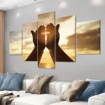 2D Flat, [2D FLAT] 5pcs Frame Prayer Hand Canvas Poster