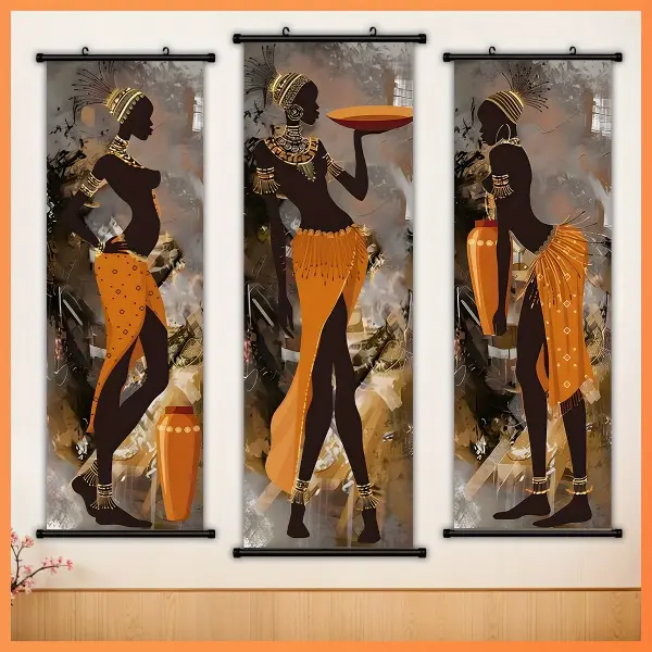 3pcs Set of Scroll Painting Canvas Poster