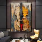 1pc Frameless Modern Abstract Violin Canvas Art