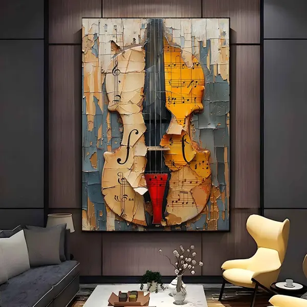 1pc Frameless Modern Abstract Violin Canvas Art