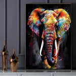 Vibrant Abstract Elephant Canvas Art Print