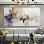 2D Flat Effect, 3pcs Framed Canvas Painting and Poster