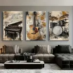 3pcs Retro Instrument Canvas Wall Art Set