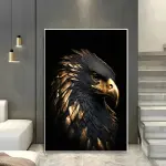 Modern Abstract Black and Golden Eagle Canvas Art