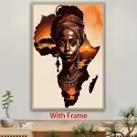 1pc Framed African Map Wall Art with Sunset