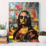 1pc Framed Canvas Art - Vibrant Pop Art Mona Lisa