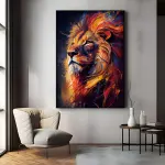 1pc Vibrant Abstract Lion Canvas Art Print