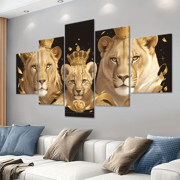 5pcs Lion Family Canvas Wall Art Set