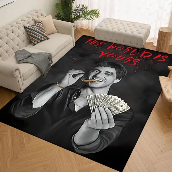 1pc Stylish 'The World is Yours' Non-Slip Area Rug